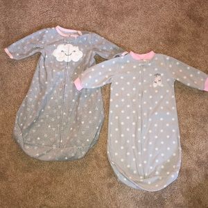 Carters baby girl small fleece zipper sleep sacks